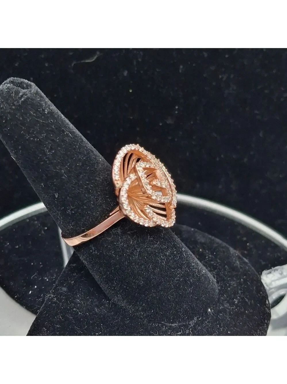 Rose Gold Over Sterling Silver Ring With CZ's Sz 8